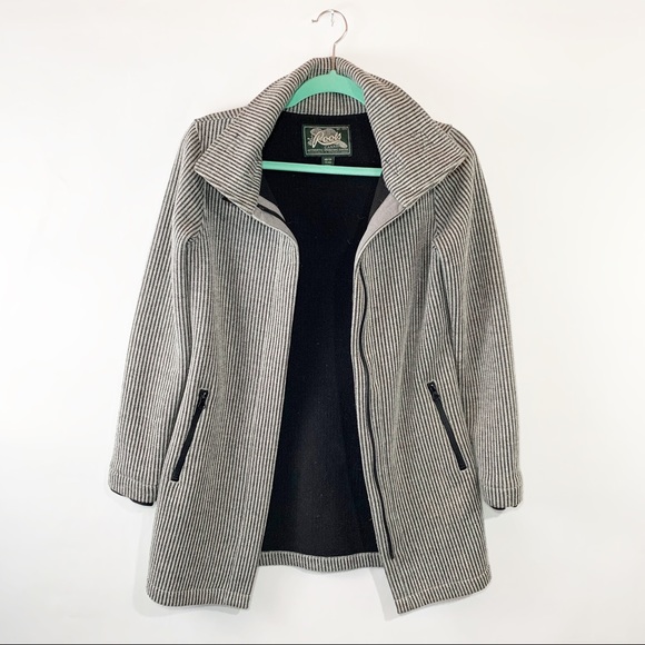 Roots Jackets & Blazers - Roots Canada long striped toggle funnel neck coat